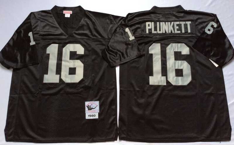 Raiders 16 Jim Plunkett Black M&N Throwback Jersey->nfl m&n throwback->NFL Jersey